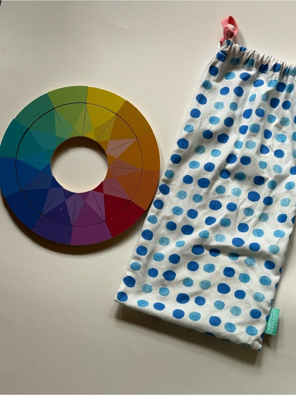 Lovevery Wooden Color Wheel Puzzle & Bag - Incomplete Set